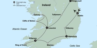 Karte tourist map of southern ireland