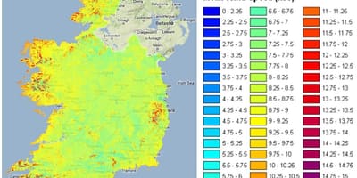 Windgeschwindigkeit Karte Irland
